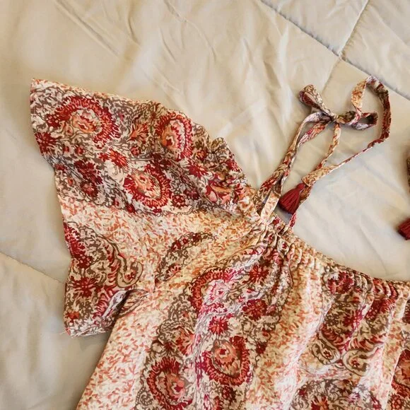 Madewell Silk off the Shoulder Cold Shoulder Dress Paisley Floral - Picture 5 of 12